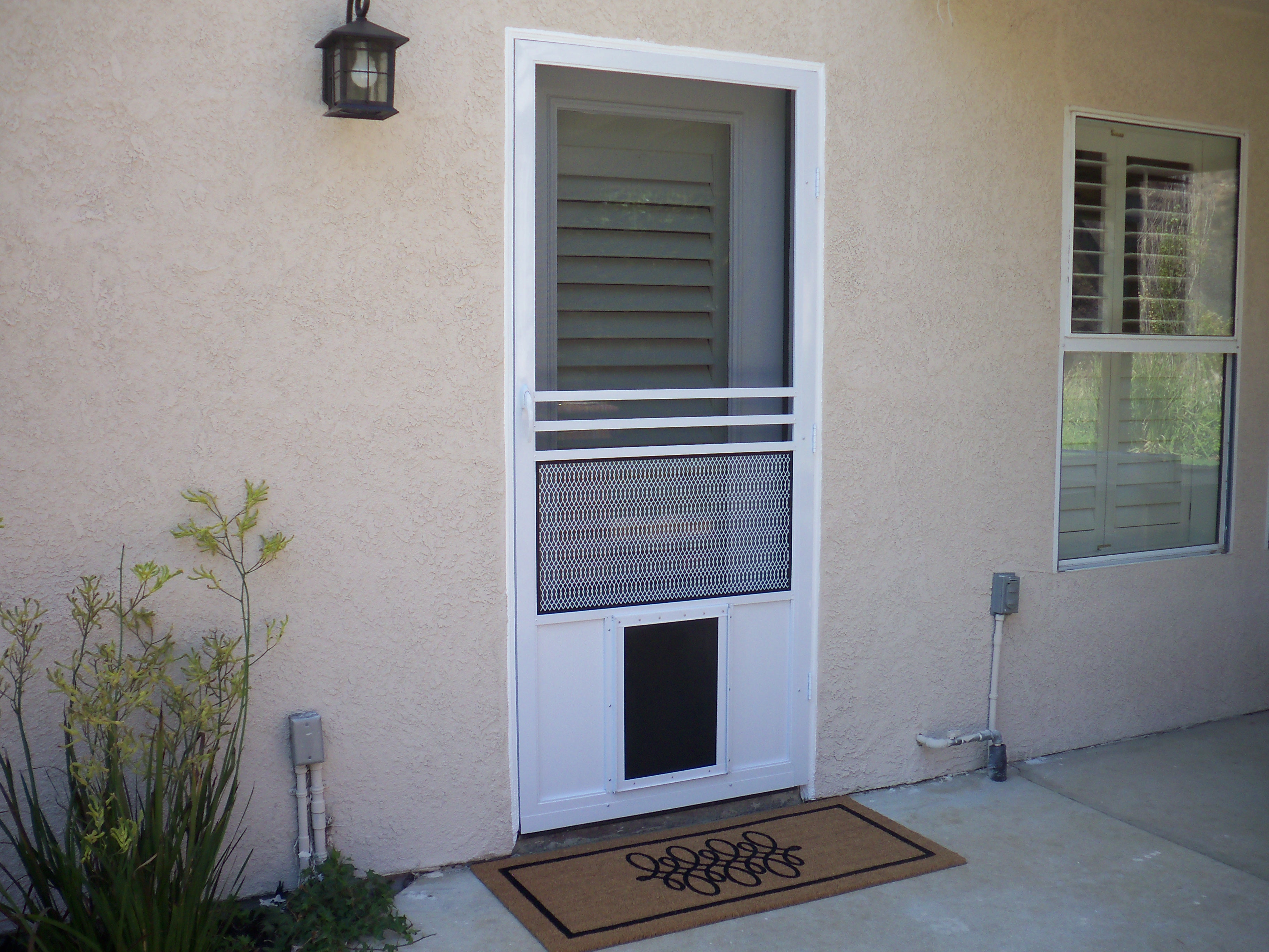 Pet Door Installed On Swinging Screen Door Retractable Screen Doors